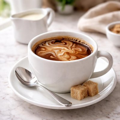 Cup of coffee with creamer