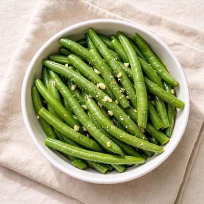 Cup of steam green beans