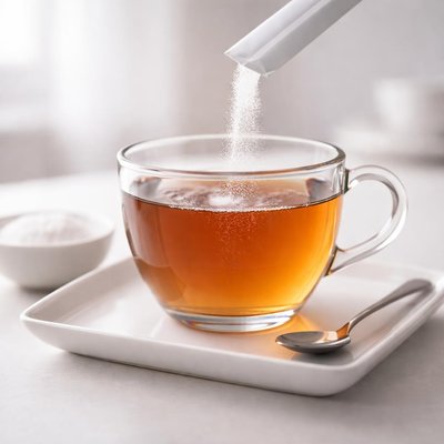 Cup of tea with sweetner