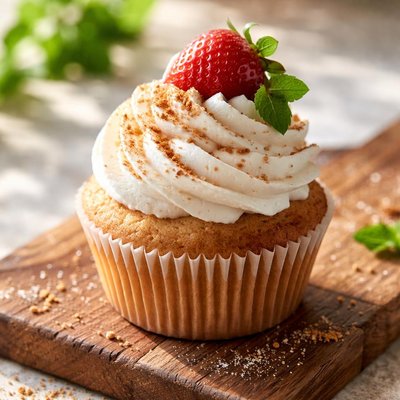 Cupcake with whipped cream