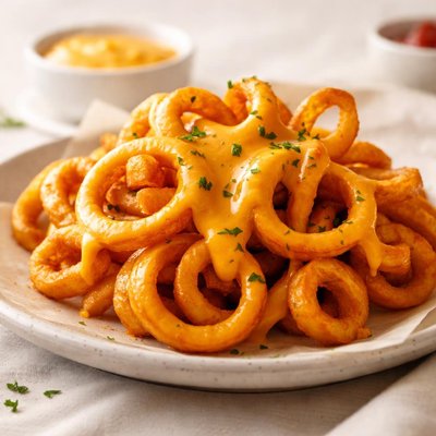 Curly fries with cheese
