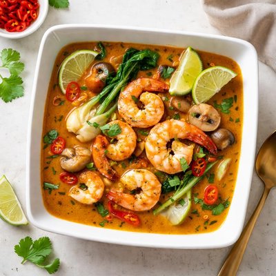 Curry-shrimp broth