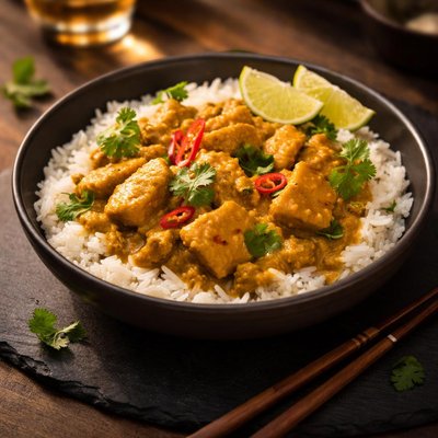 Curry chicken rice bowl