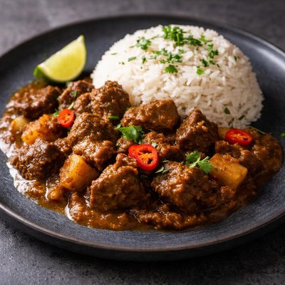 Curry goat and rice