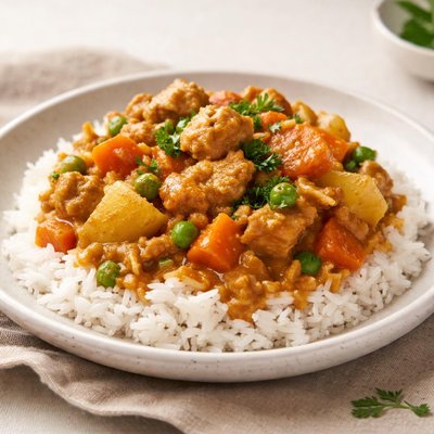 Curry rice with vegetables and meat