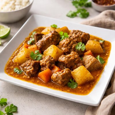 Curry with meat and potatoes