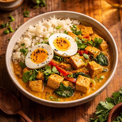 Curry with tofu and egg