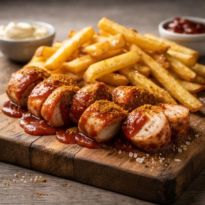Currywurst pommes