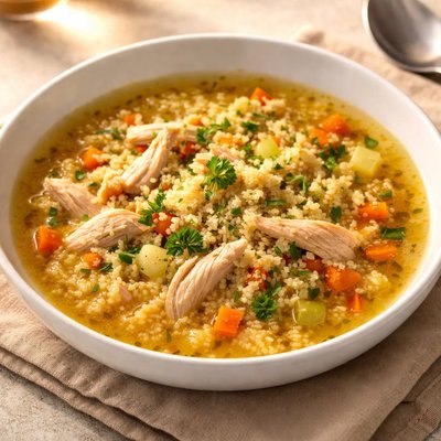 Cus cus in chicken broth