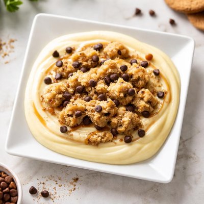 Custard with cookie dough