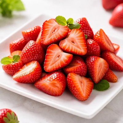 Cut strawberries