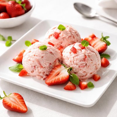 Dairy free ice cream with strawberries