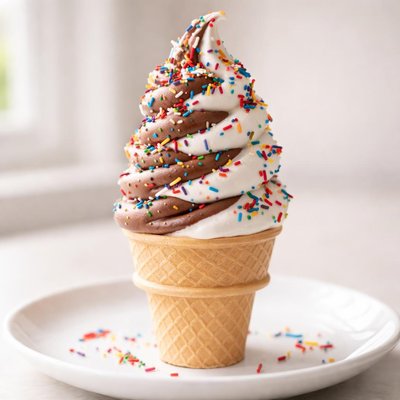 Dairy queen medium twist ice cream cone with sprinkles