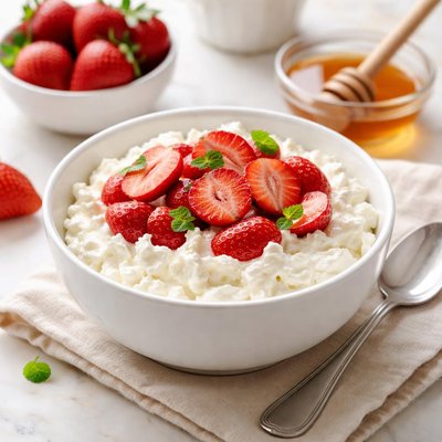 Daisy cottage cheese and strawberry