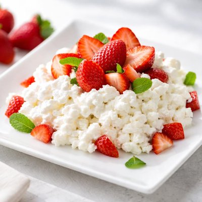 Daisy cottage cheese with strawberry