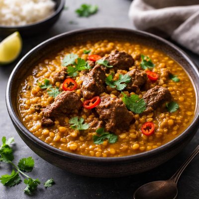 Dal and beef curry