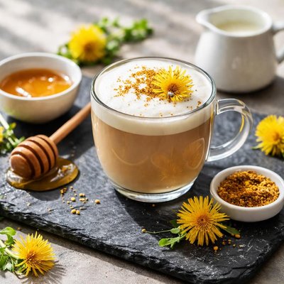 Dandelion tea milk and honey