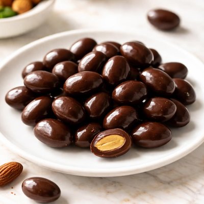 Dark chocolate almonds