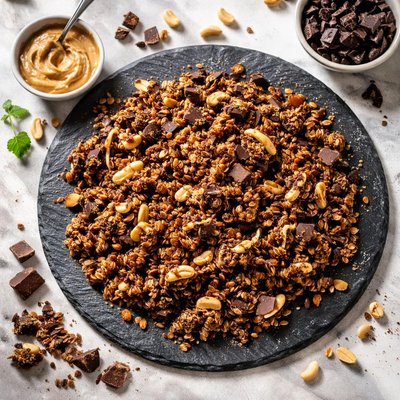 Dark chocolate and peanut butter organic granola
