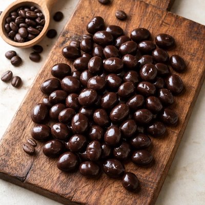 Dark chocolate covered espresso beans