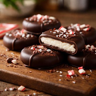 Dark chocolate covered peppermint patty