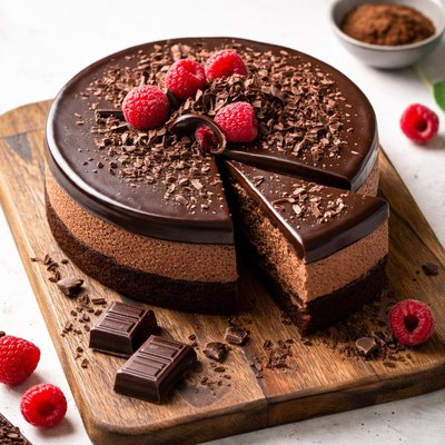 Dark chocolate mousse cake