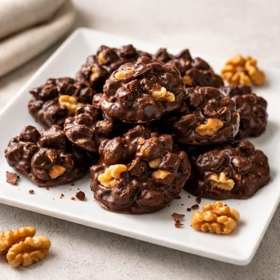 Dark chocolate walnut clusters