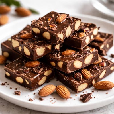 Dark chocolate with almonds