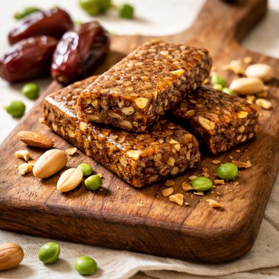 Date bar with pea protein and peanut