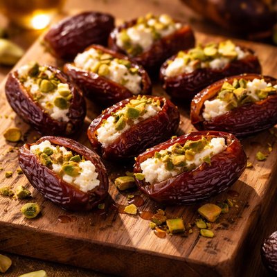 Dates stuffed with feta cheese