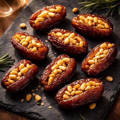 Dates with pine nuts