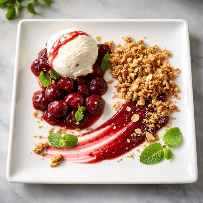 De constructed cherry crumble
