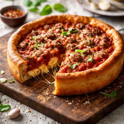 Deep dish pizza sausage
