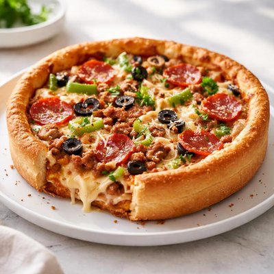 Deep dish supreme pizza