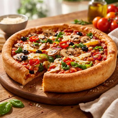 Deep dish veggie pizza