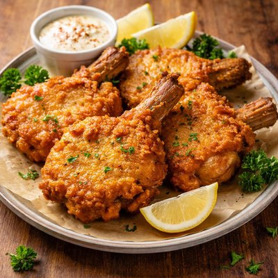 Deep fried beer battered chops