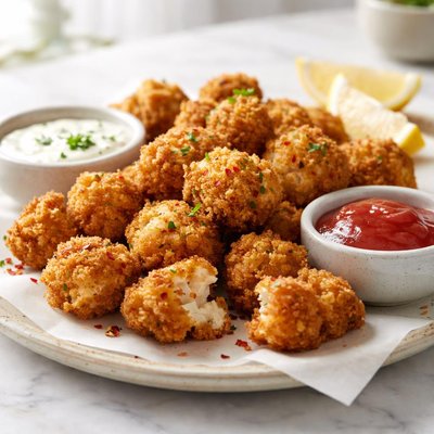 Deep fried cauliflower bites