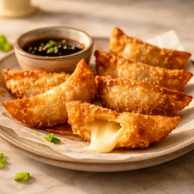 Deep fried cheese gyoza