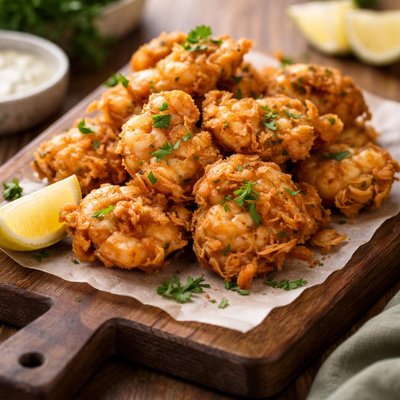 Deep fried shrimp fritters