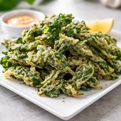 Deep fried spinach
