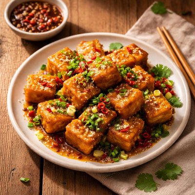 Deep fried sticky tofu