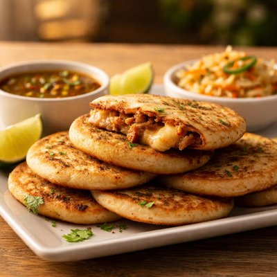 Del real mini pupusas birra and cheese