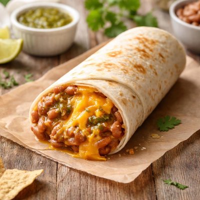 Del taco bean and cheese burrito green sauce