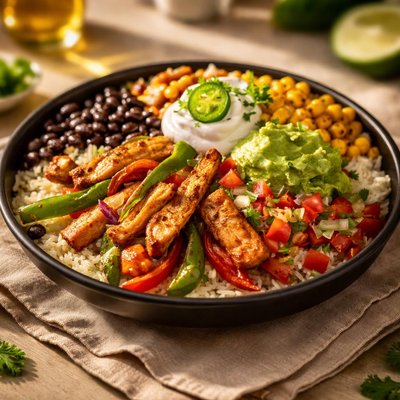 Del taco tex mex fajita bowl