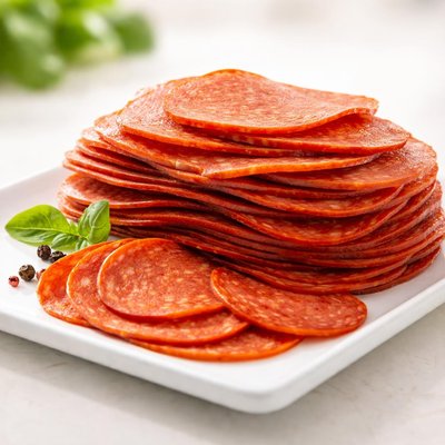 Deli slices of pepperoni