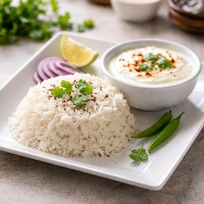 Desi yogurt and white rice