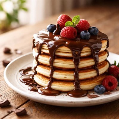 Dessert with chocolate drizzle