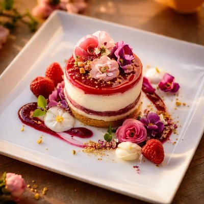 Dessert with flowers