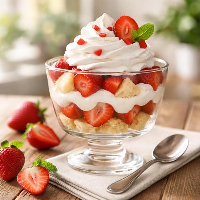 Dessert with whipped cream