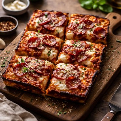 Detroit deep dish pizza